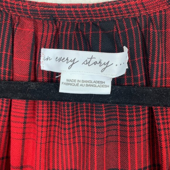 Red Plaid Long Sleeve Plaid Blouse Top size 1x by In Every Story - Picture 2 of 16